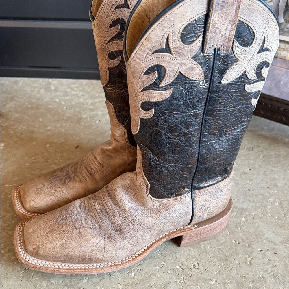 Justin Boots Bent Rail Metallic Copper Western Square Toe Heeled Boots Women 8.5